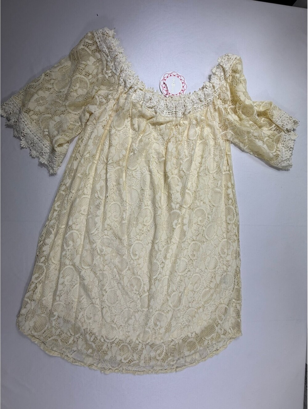 Umgee Cream Lace Off-Shoulder Dress Size Small